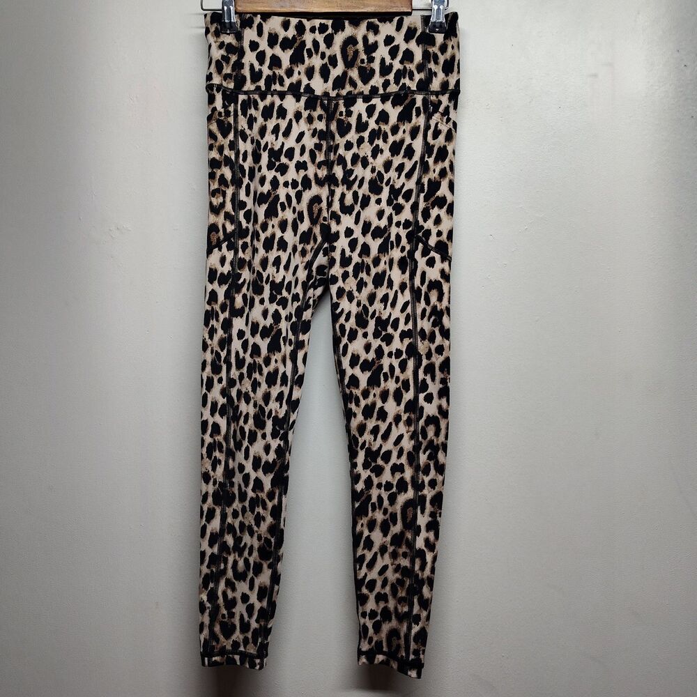 Victoria's Secret Leggings Women 6 Tan Leopard Stretch Ankle Activewear Workout